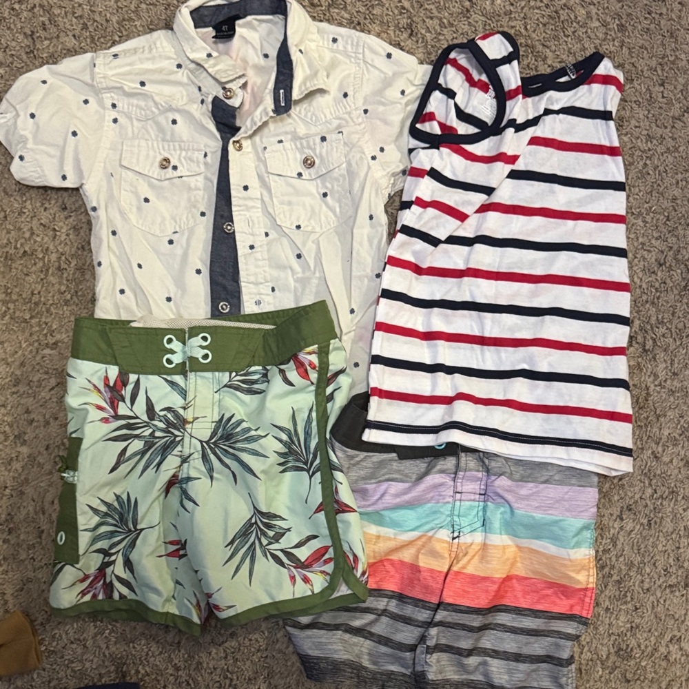Boys' Summer Clothing Set with Stripes and Patterns